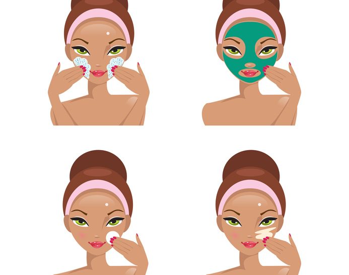 Face Care. Vector Illustration ¿Cómo cuidar la piel después del verano?